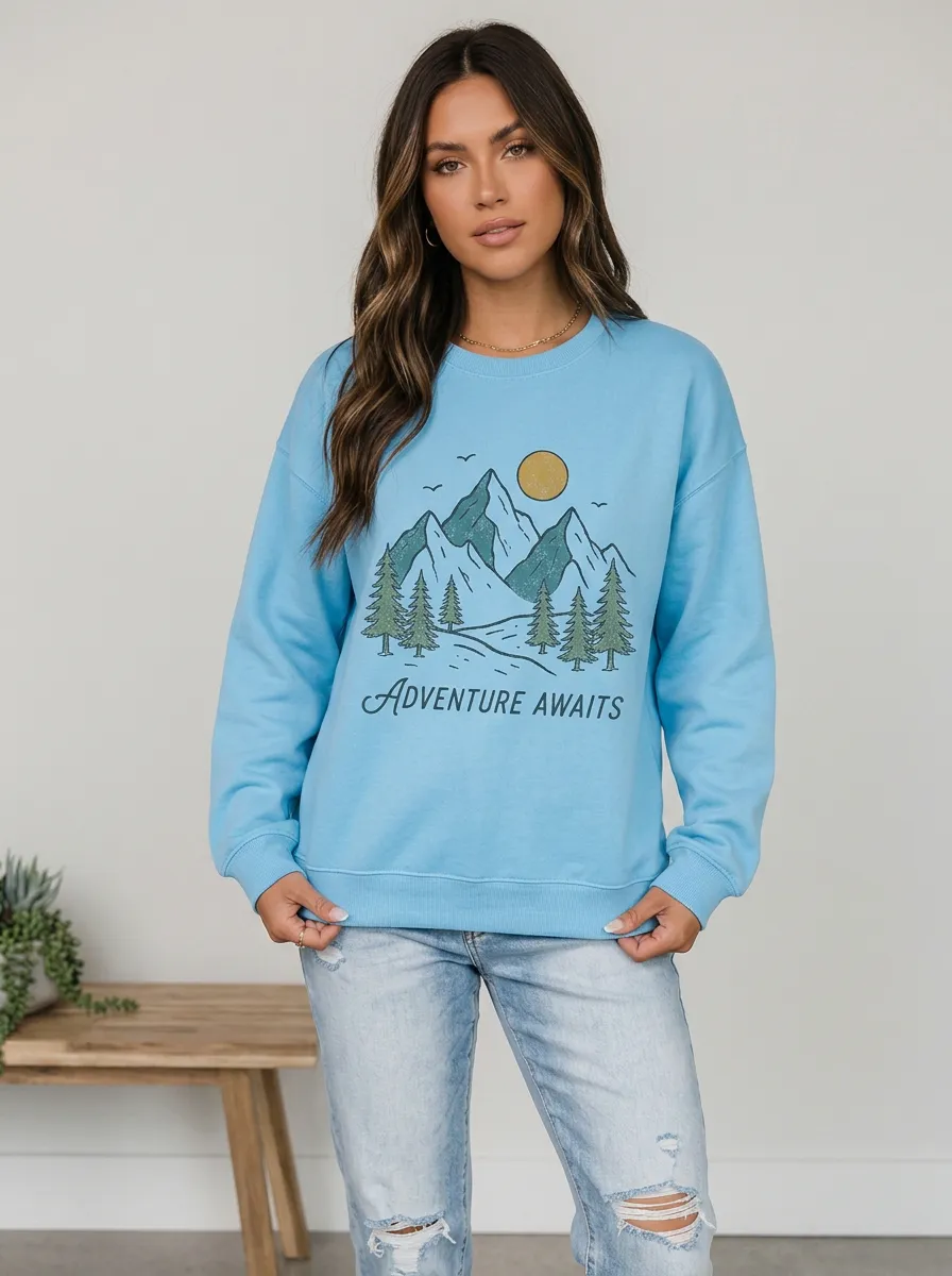 Adventure Awaits Mountain Forest Sweatshirt