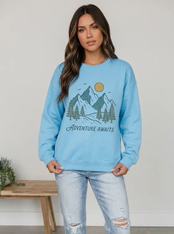 Adventure Awaits Mountain Forest Sweatshirt