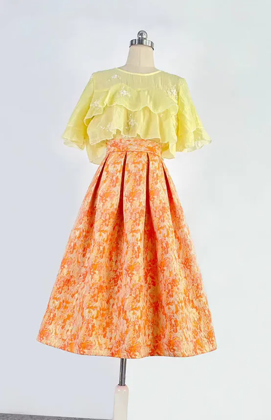 Polished Picnic High Waist Skirt
