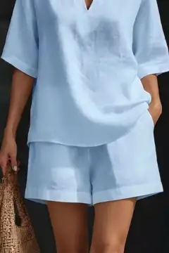 Streamlined Refined Pocketed Top and Shorts Matching Set