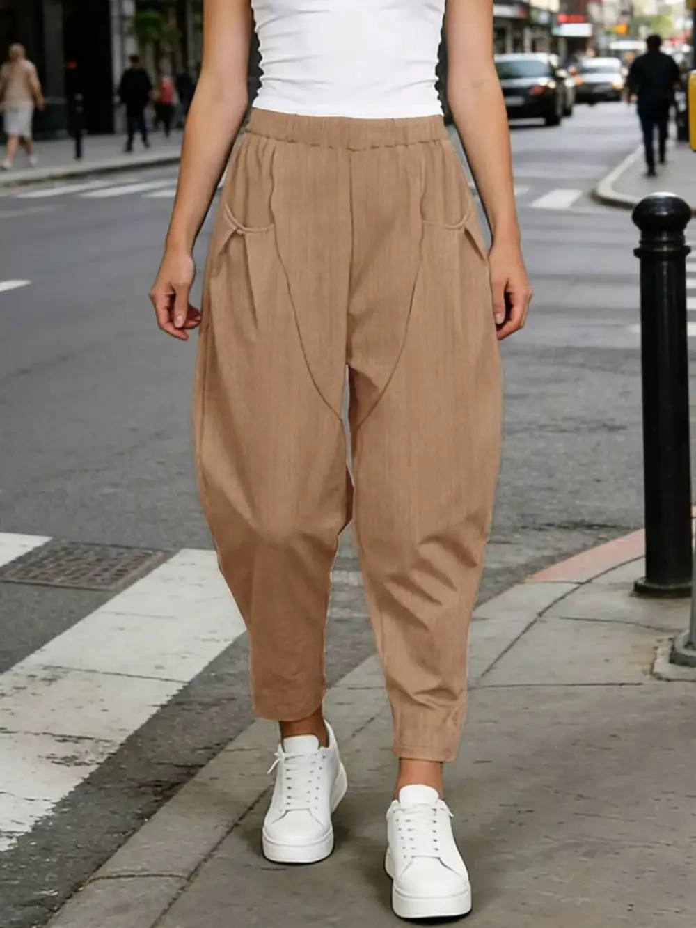 Plus Size Casual Elastic Waist Harem Pants