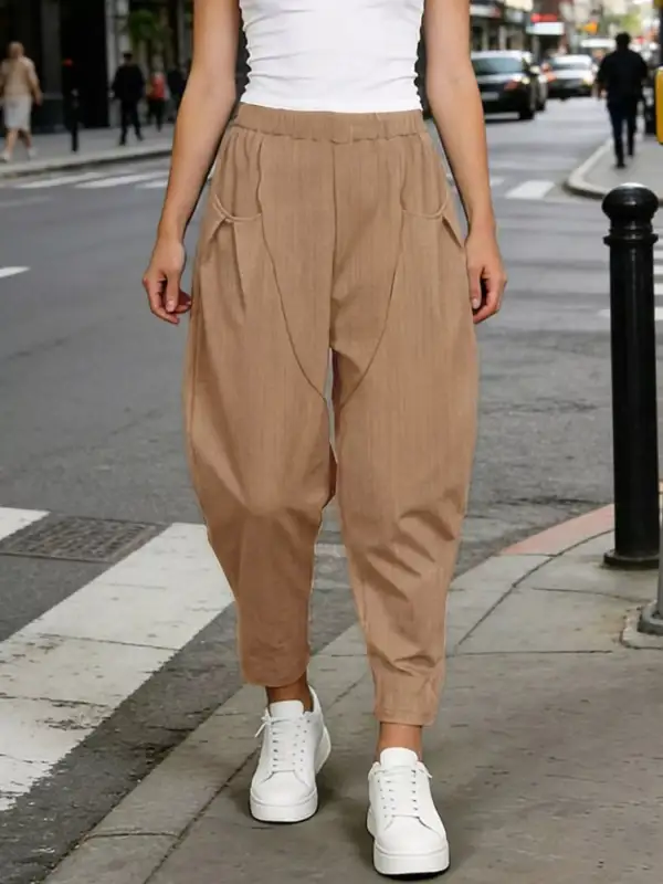Plus Size Casual Elastic Waist Harem Pants