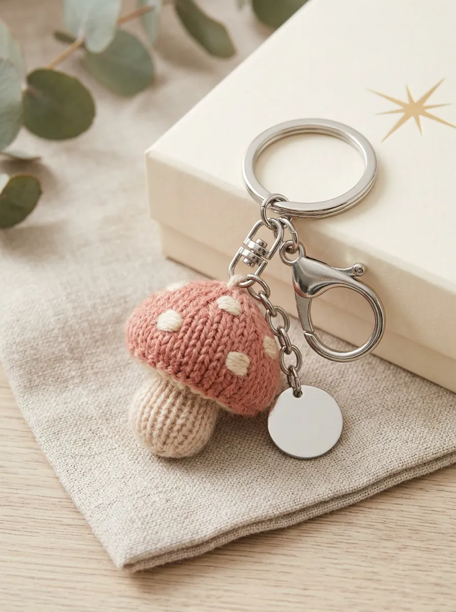 Mushroom Knitted Elegant Gift Keychain