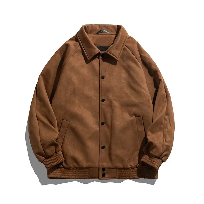 Oversized Suede Look Ribbed Trim Bomber Jacket