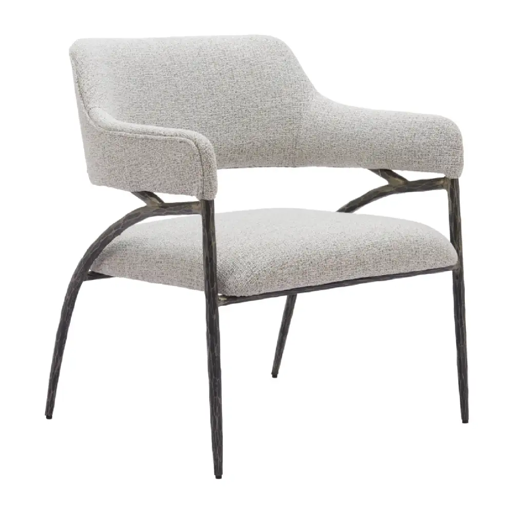 Curved Textured Fabric Accent Chair