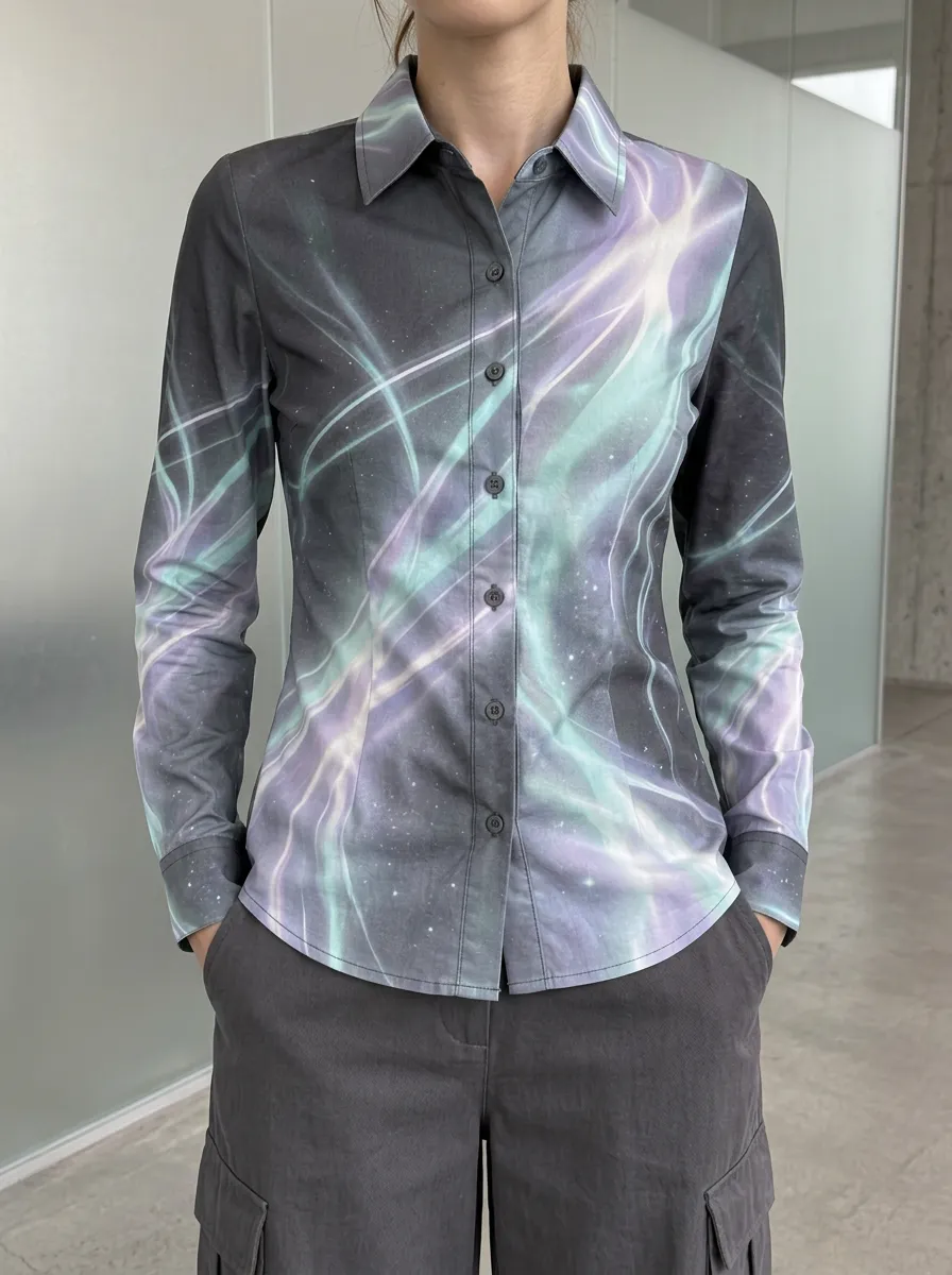 Women's Aurora Borealis Galaxy Printed Shirt