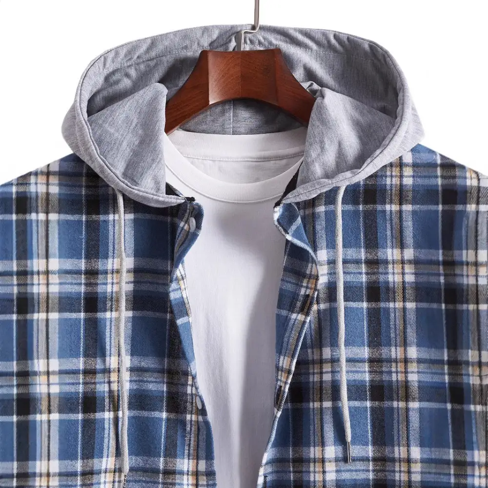 Men's Flannel Shirt With Integrated Hood