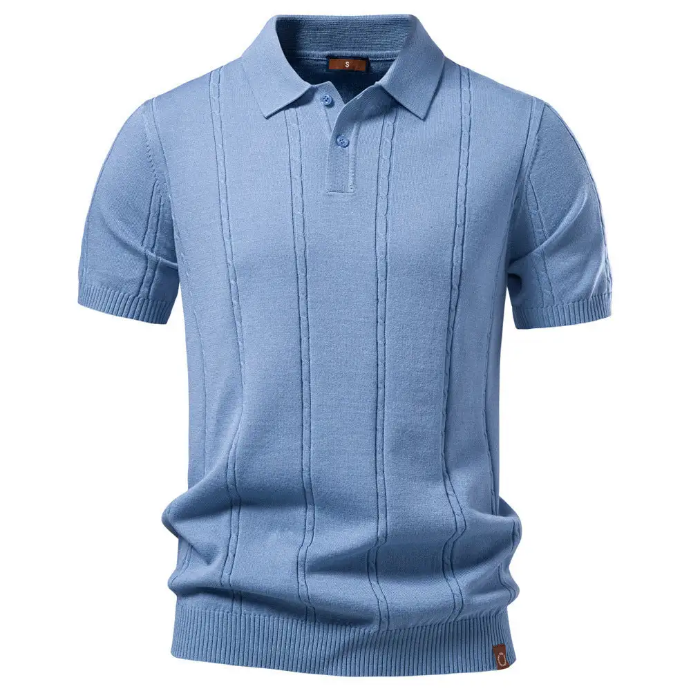 Timeless Ribbed Short Sleeve Fine Knit Polo Shirt