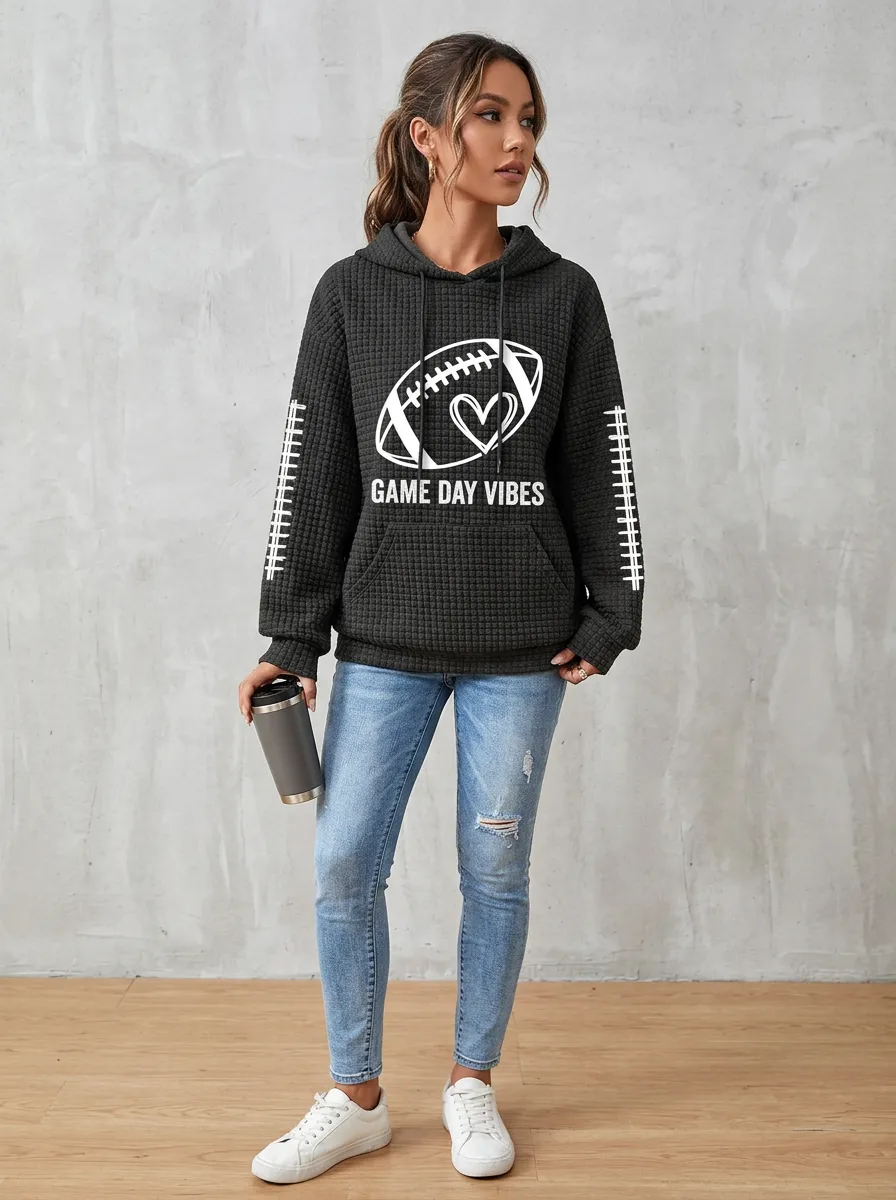 Women's Gridiron Day Vibes Heart Graphic Hoodie