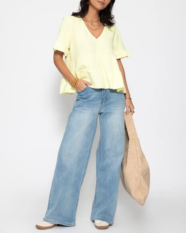 Butter Yellow Deep V Shirt