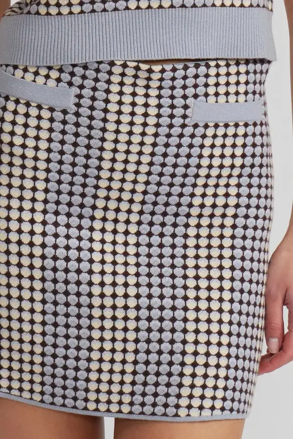 Women's Neutral Houndstooth Knit Mini Skirt