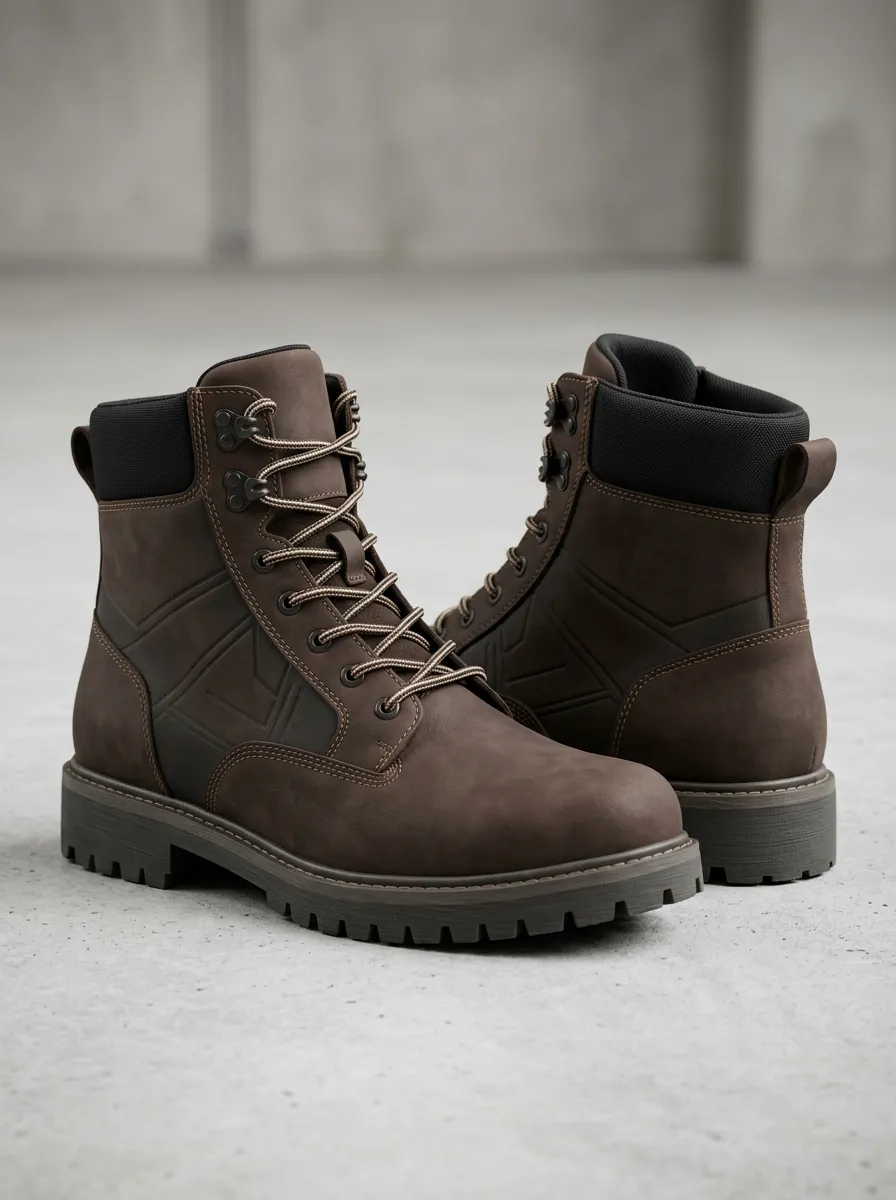 Unisex Everyday Geometric Pattern Leather Print Work Boots