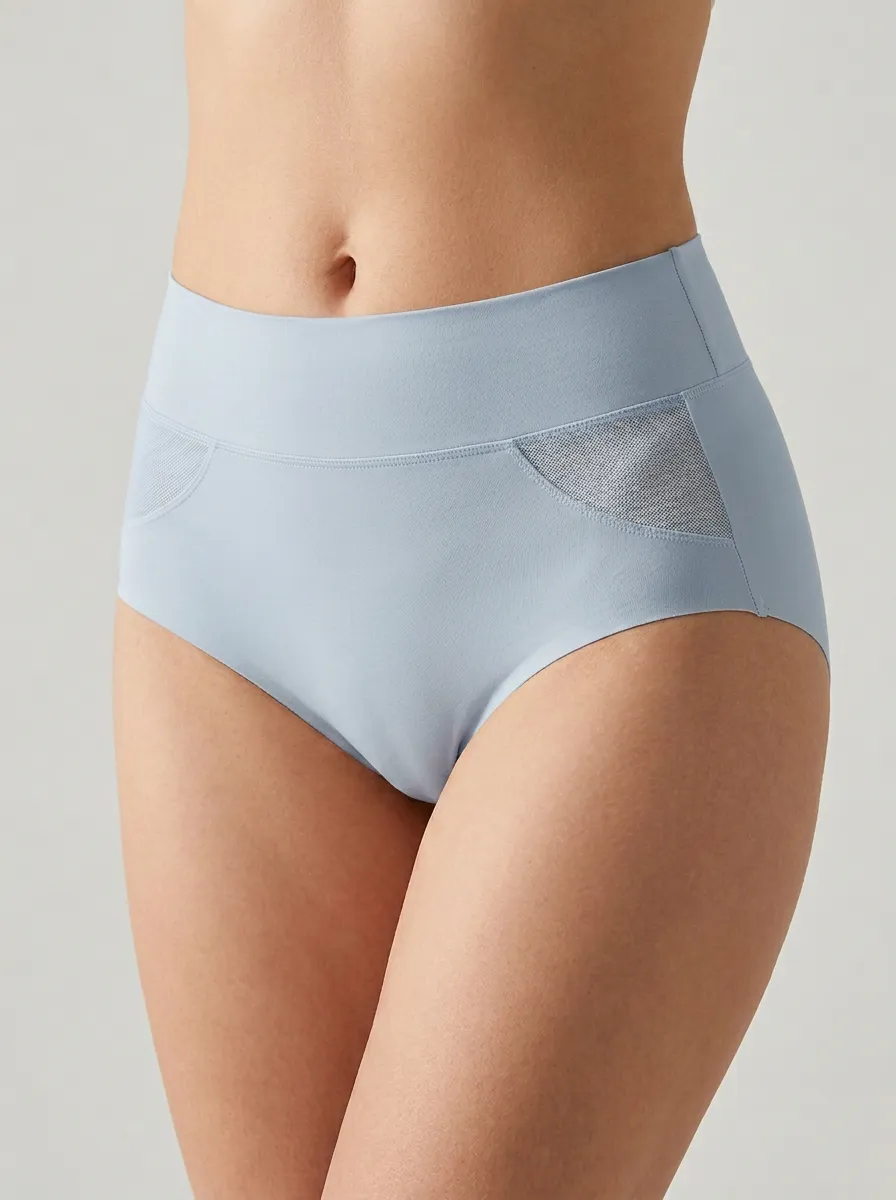 Classic Seamless High-Waisted Mesh Panel Design Women's Panties