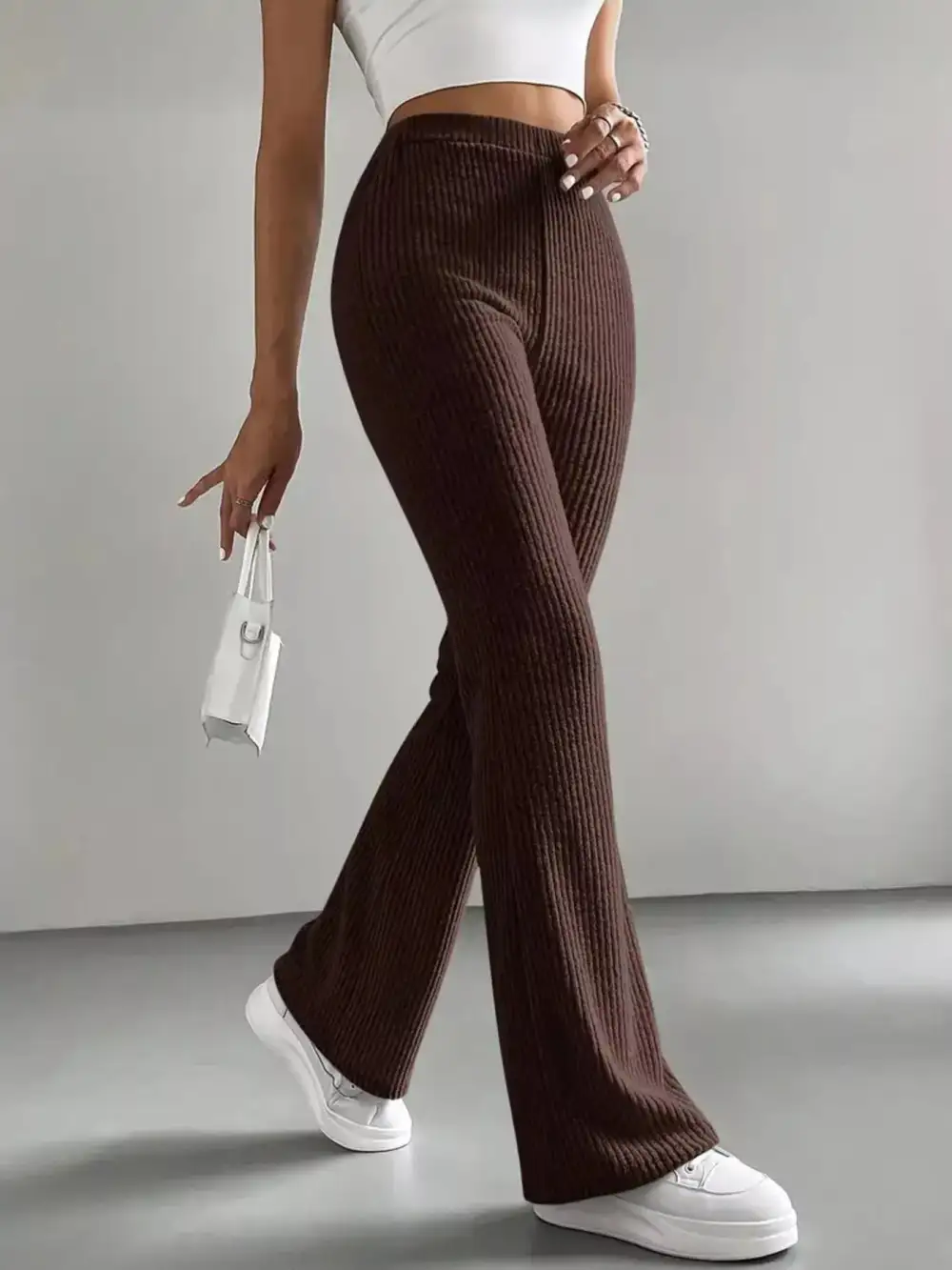 High Waist Flared Casual Pants