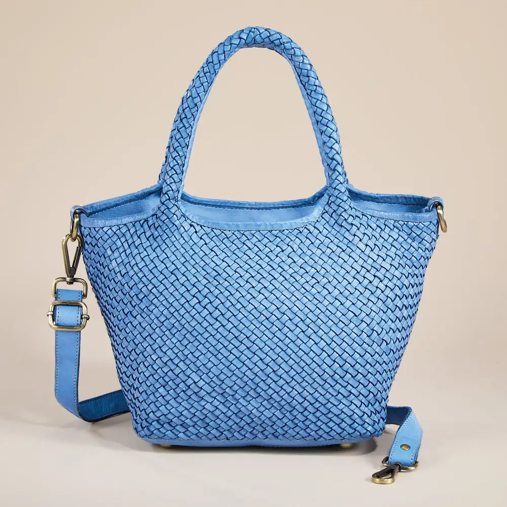 Leather Denim Crossbody Bag