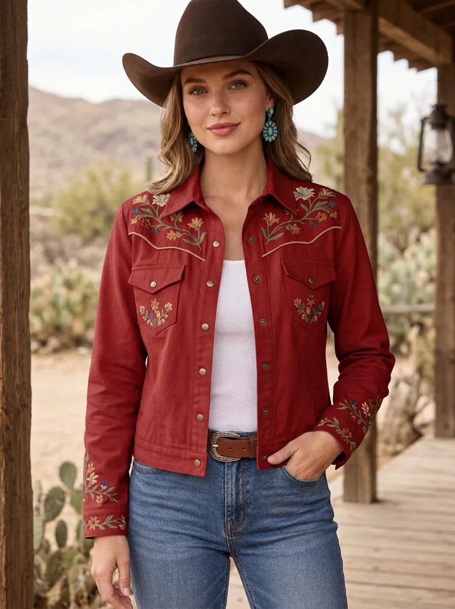 Frontier Floral Embroidered Range Look Women's Western Jacket