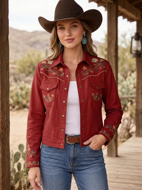 Frontier Floral Embroidered Range Look Women's Western Jacket