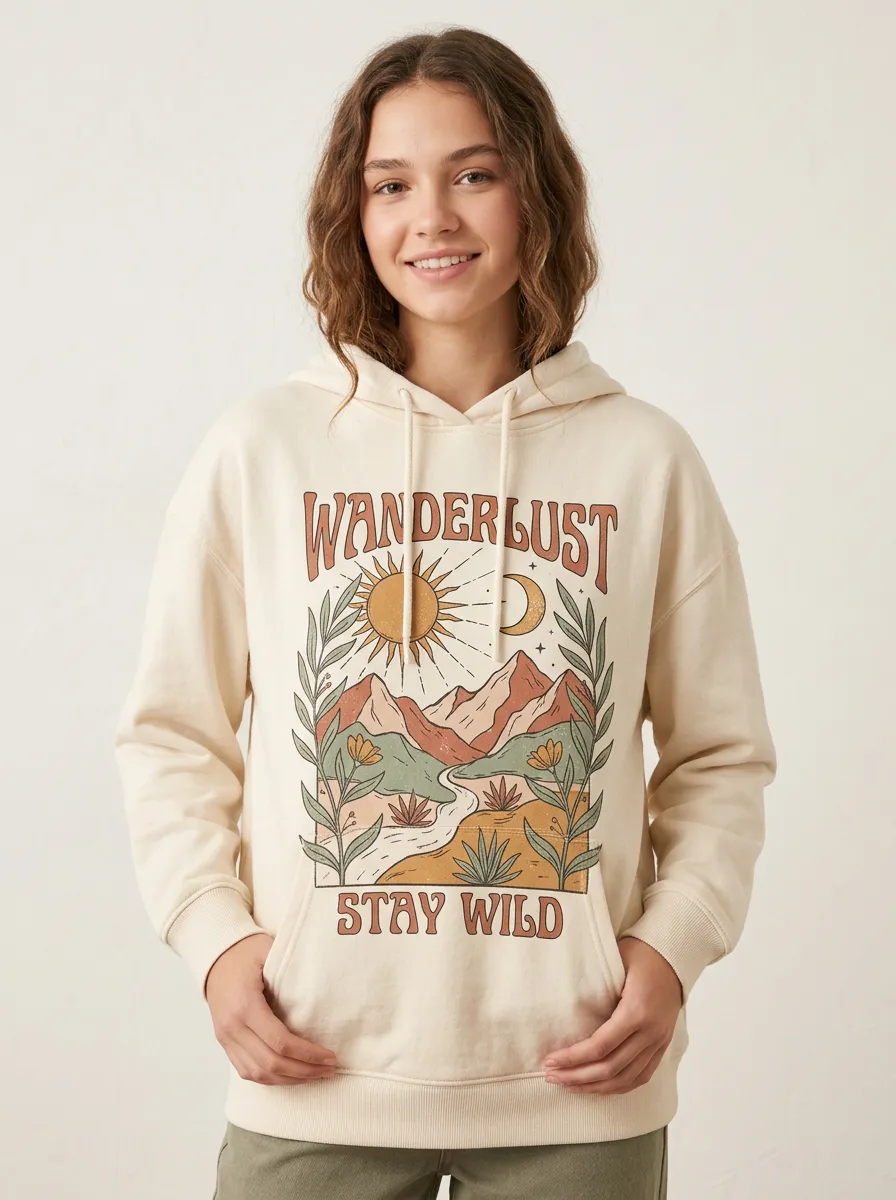 Wanderlust Nature Lover Mountain Sun Hoodie