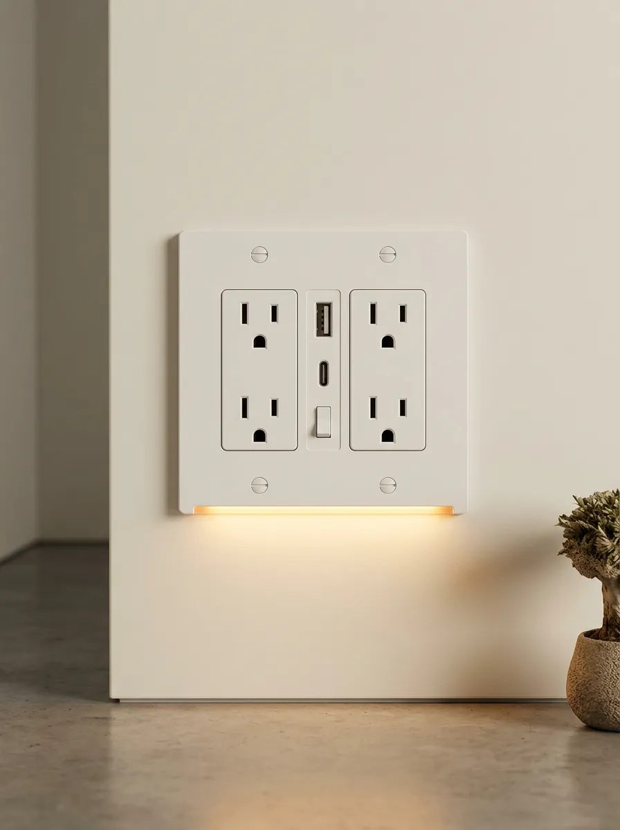 Slim-Bezel Modern Minimalist Warm Glow LED Outlet Cover