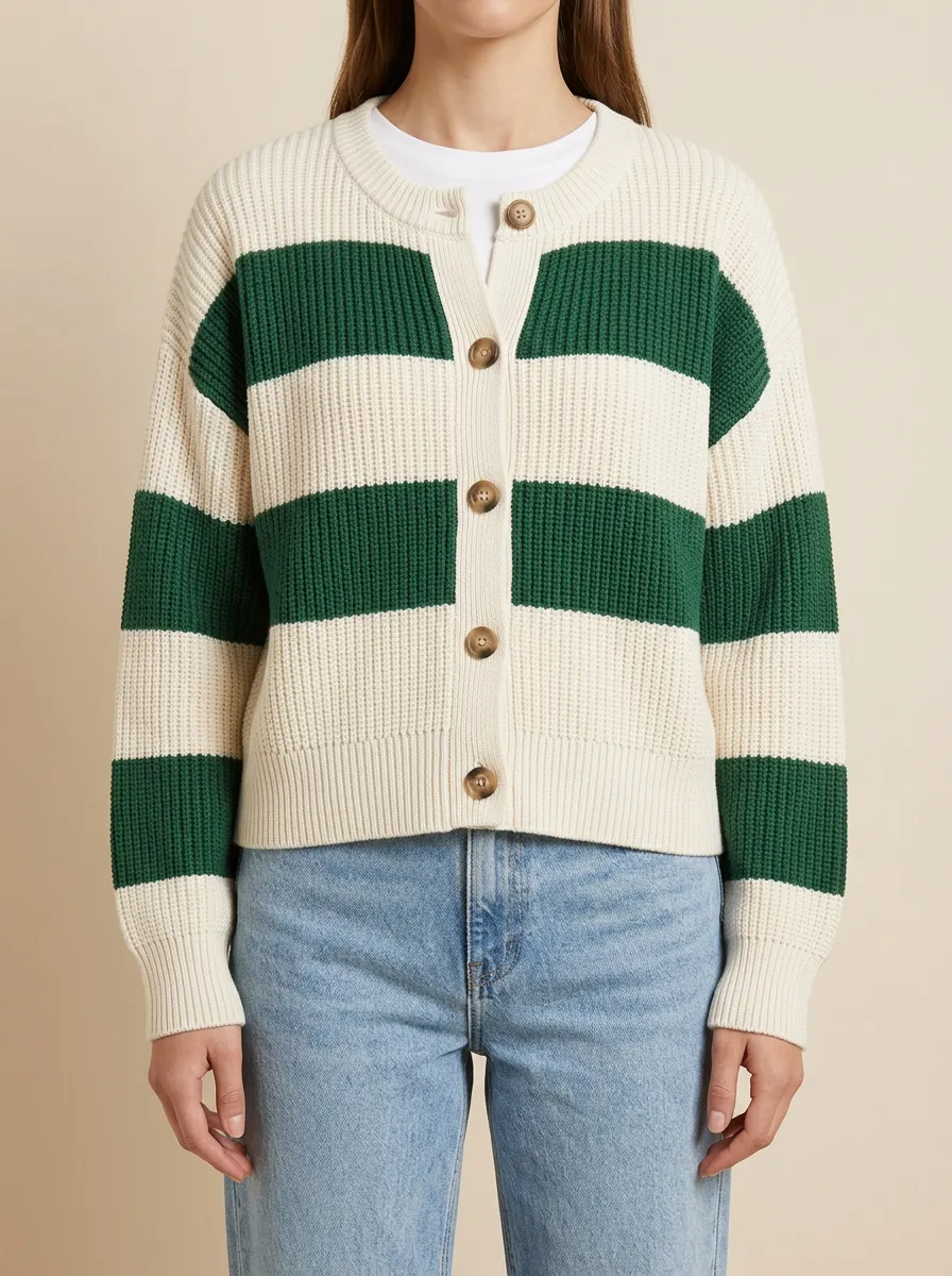 Rugby Ball Rugby Striped Knit Cardigan