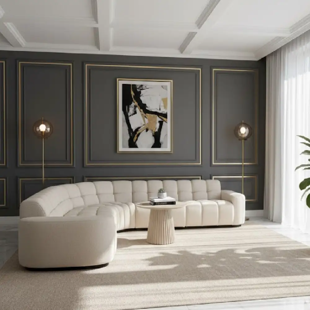 Sectional Tufted L-Shaped Sectional Sofa