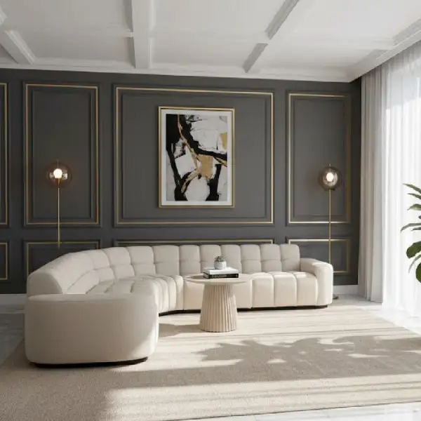 Sectional Tufted L-Shaped Sectional Sofa