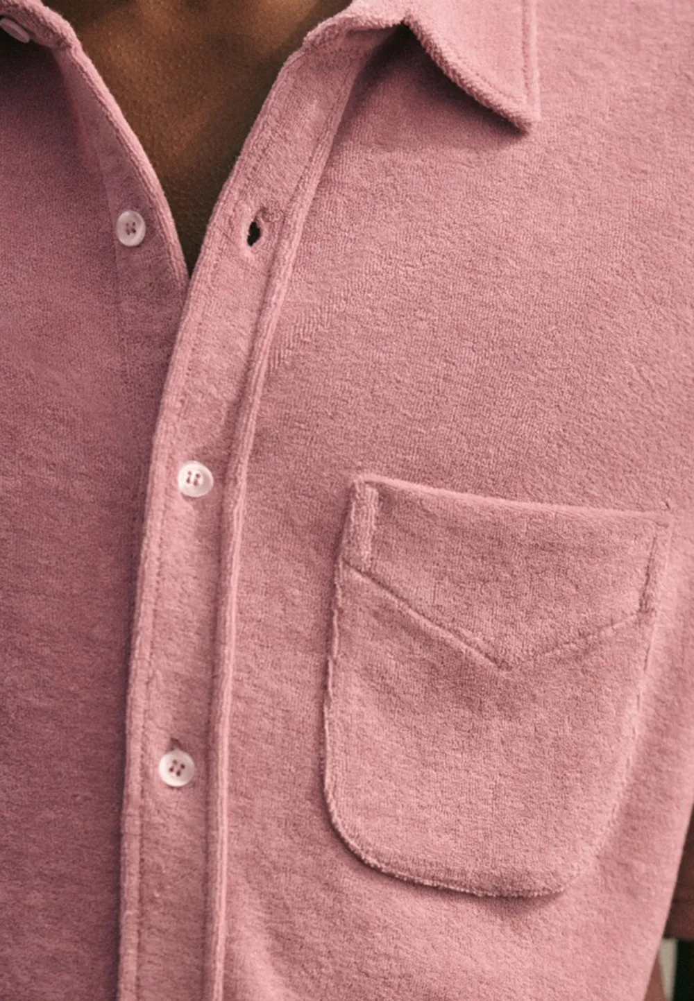 Soft Mauve Pink Short Sleeve Cotton Camp Shirt