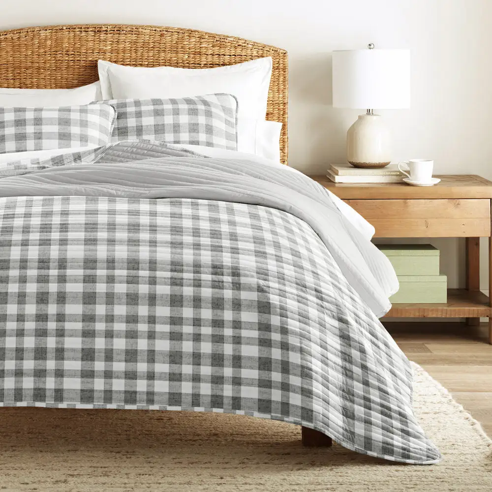 Watercolor Plaid Reversible Quilted Coverlet Set