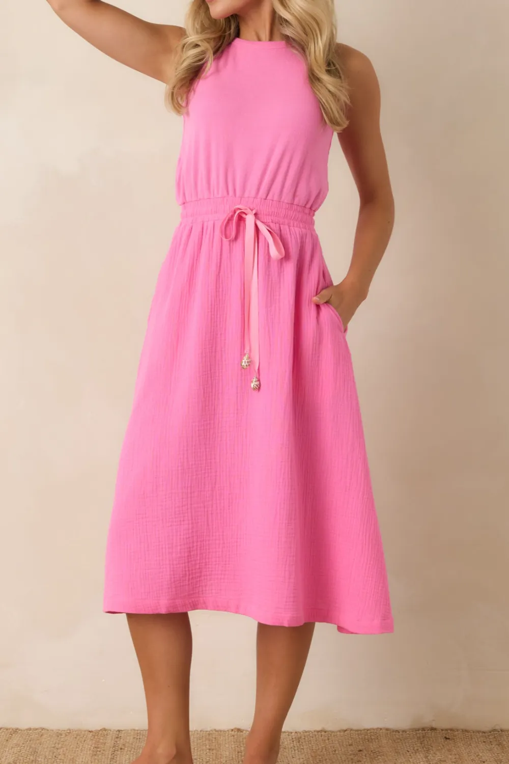 Sleeveless Waist Corset Midi Dress