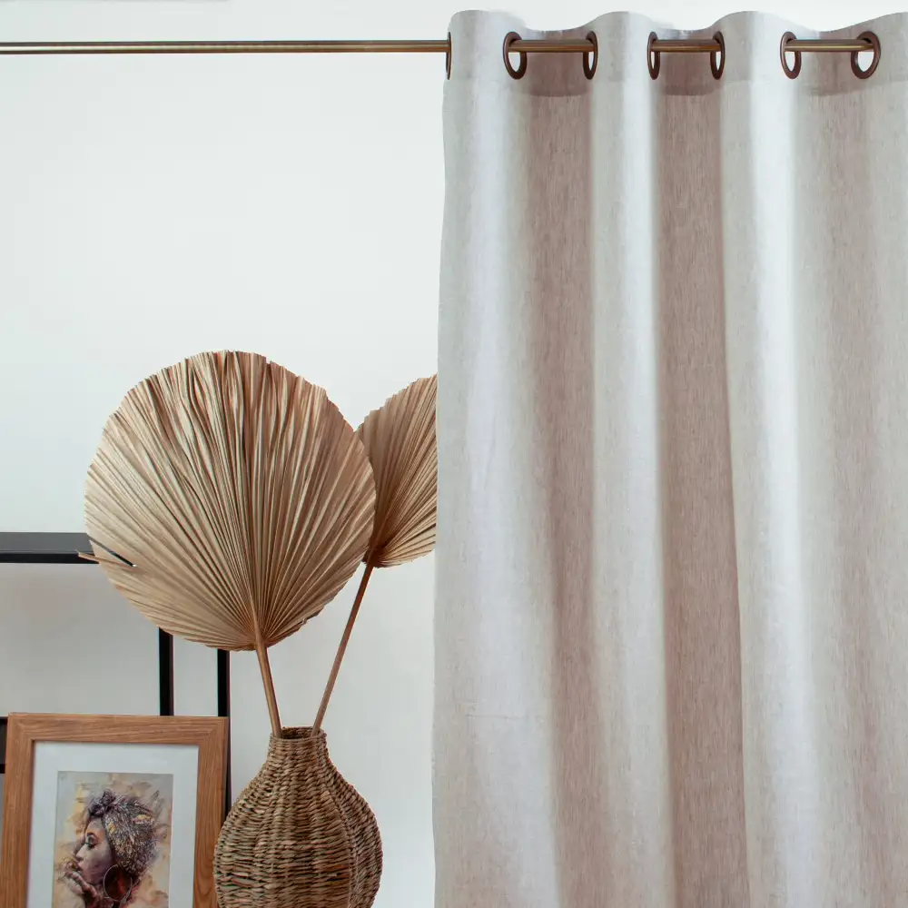 Eyelet Blackout Linen Curtain Panel