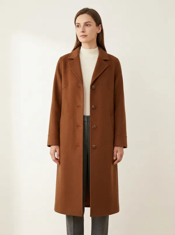 Classic Silhouette Wool-Blend Outerwear Coat