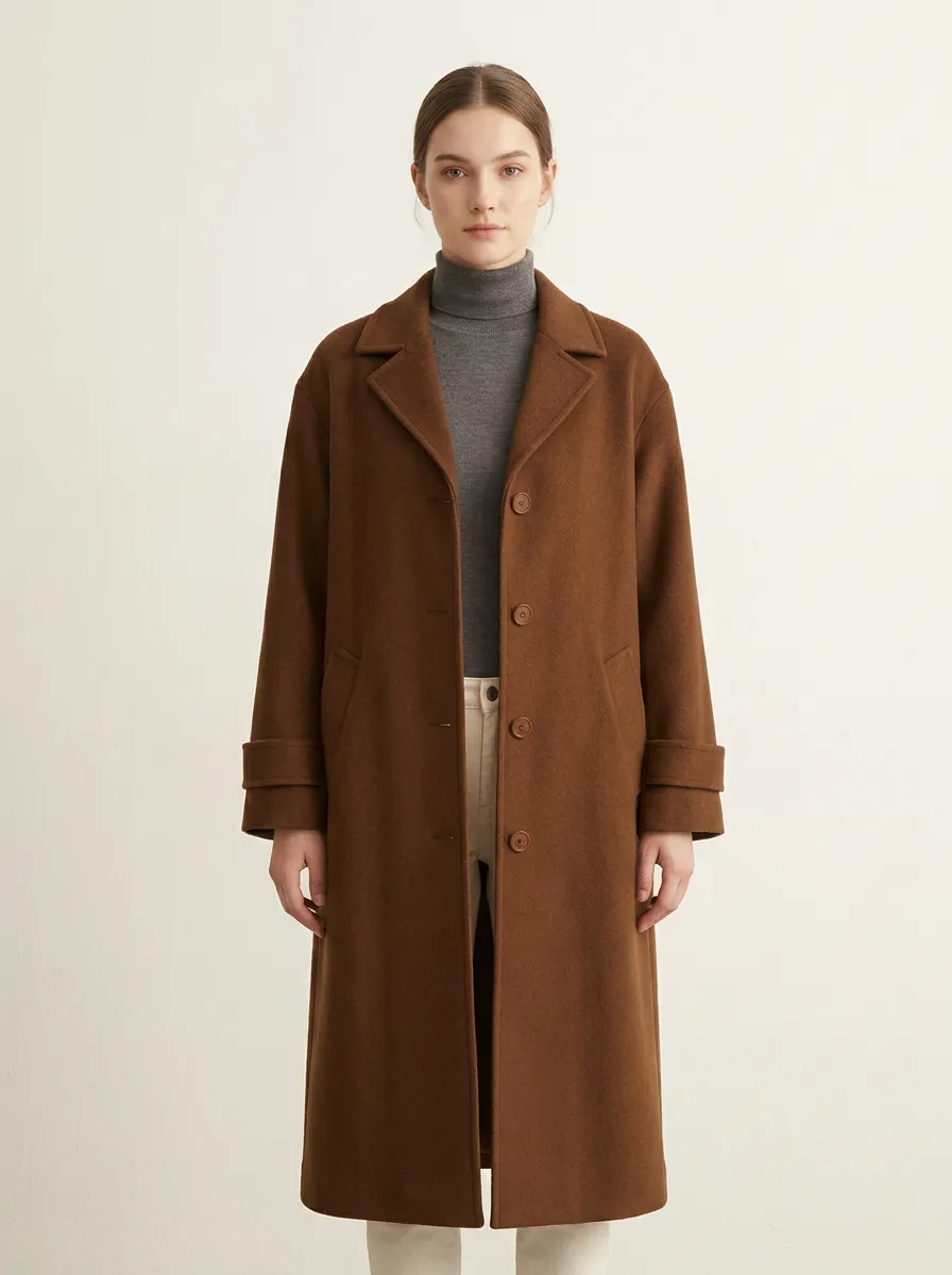 Wool-Blend Longline Outerwear Coat