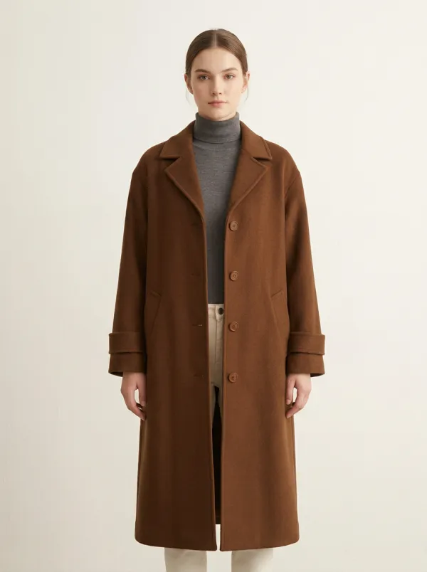 Wool-Blend Longline Outerwear Coat