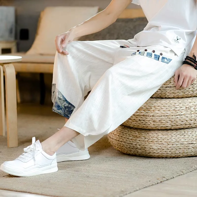 Drawstring Patchwork Pants
