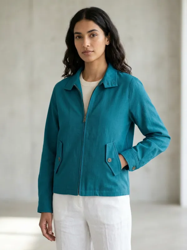 Women's Casual Sage Green Minimalist Solid Zip-up Jacket