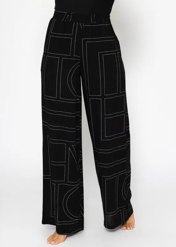 Black Print Everyday Pants