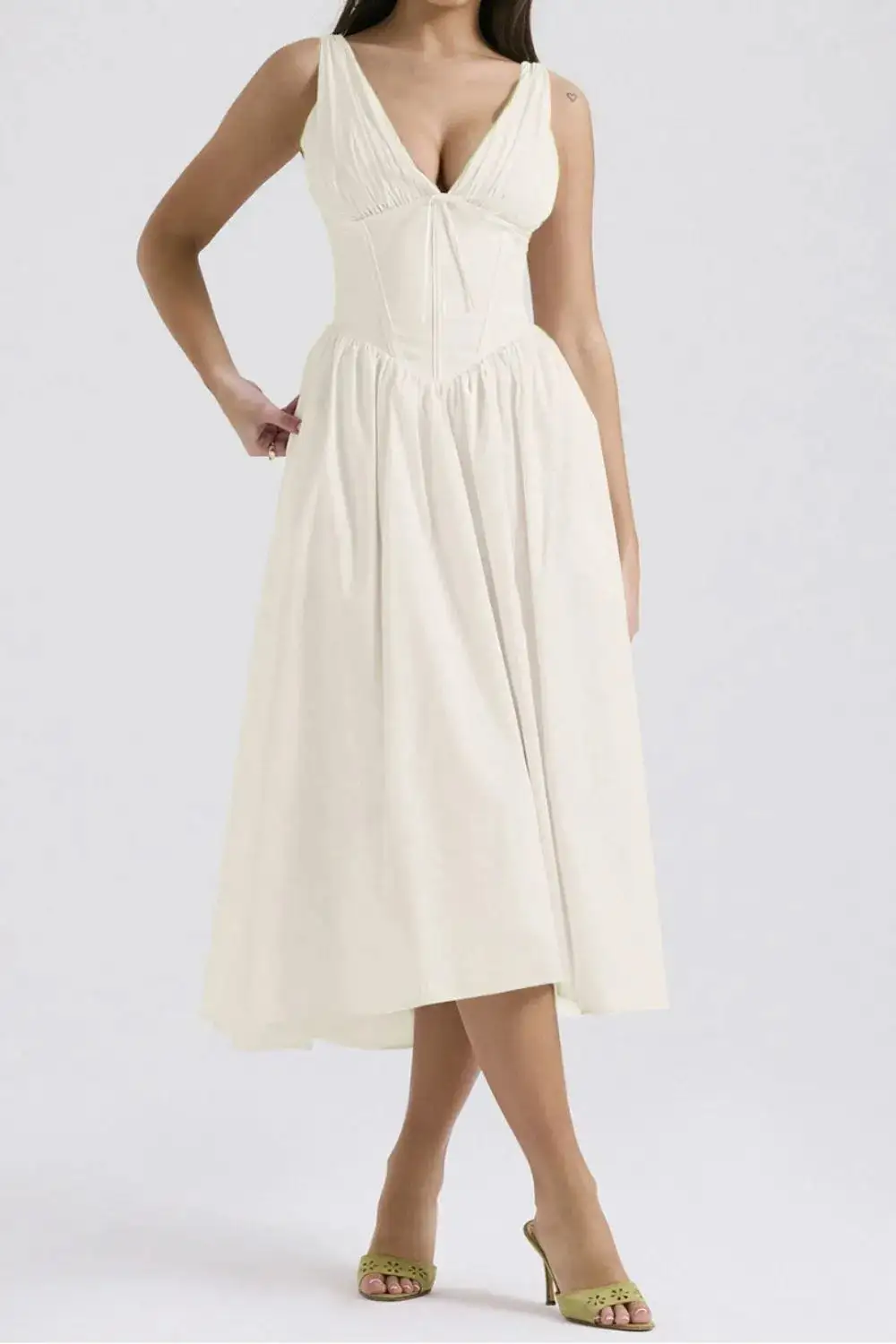 Modern V Neck Sleeveless Casual Dress