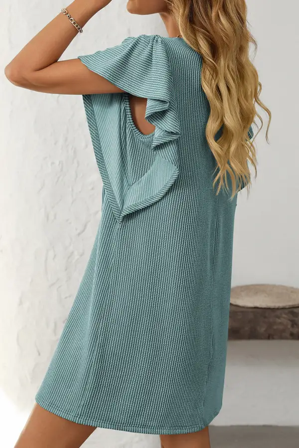 Ruffle Trim Shift Mini Dress