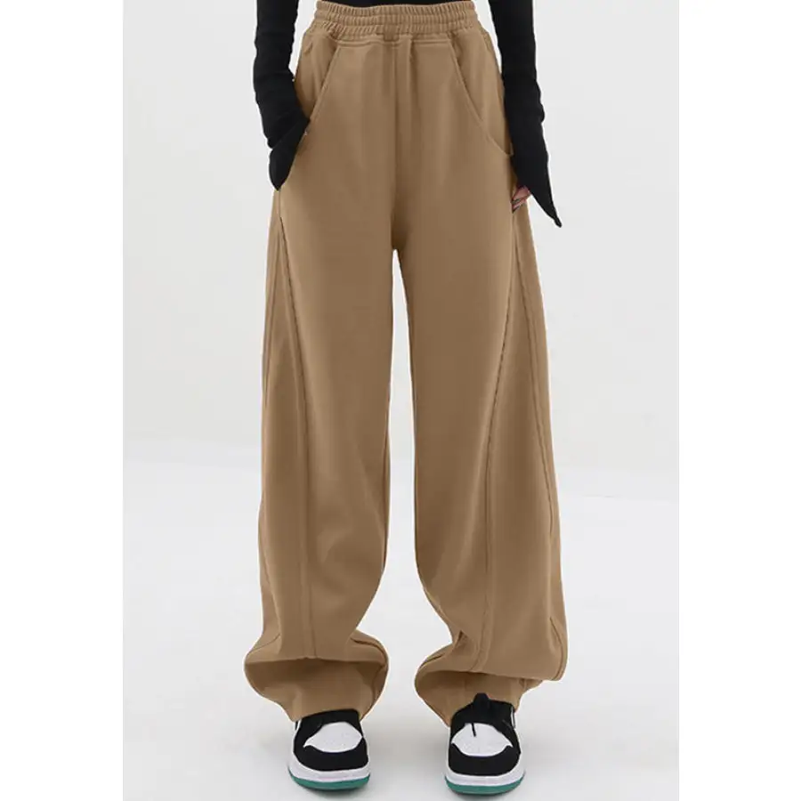 Elastic Waist Sweatpants with Pockets Apparel