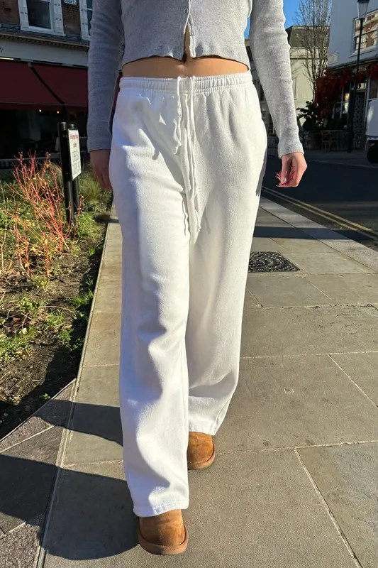 Heather White Waffle Sweatpants