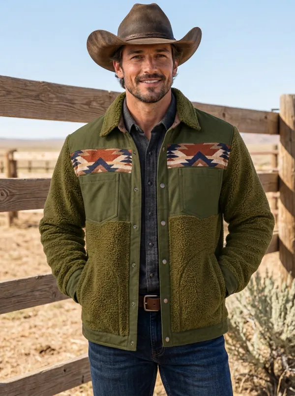 Prairie Ridge Aztec Graphic Men's Western Fleece Jacket