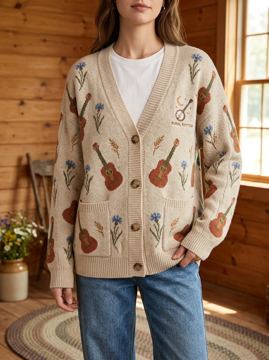 Backroad Guitar Women's Country Music Casual Cardigan