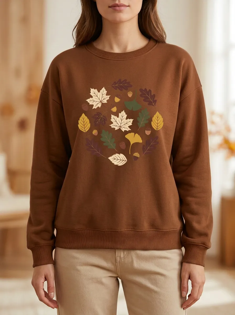 Comfort Printed Acorn Graphic Sweatshirt