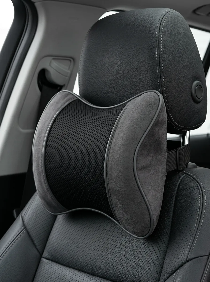 Mesh Suede-Texture Car Support Pillow