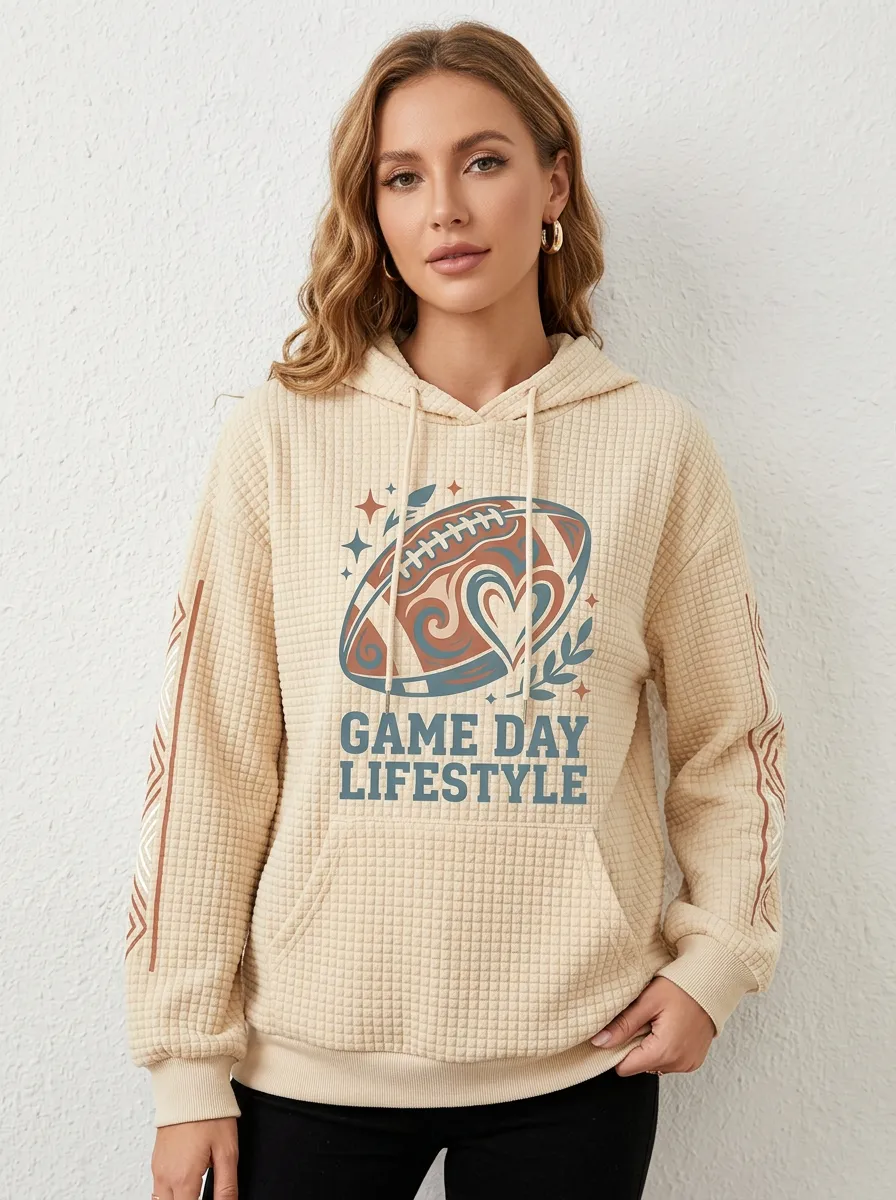 Women's Football Game Day Lifestyle Heart Graphic Printed Hoodie