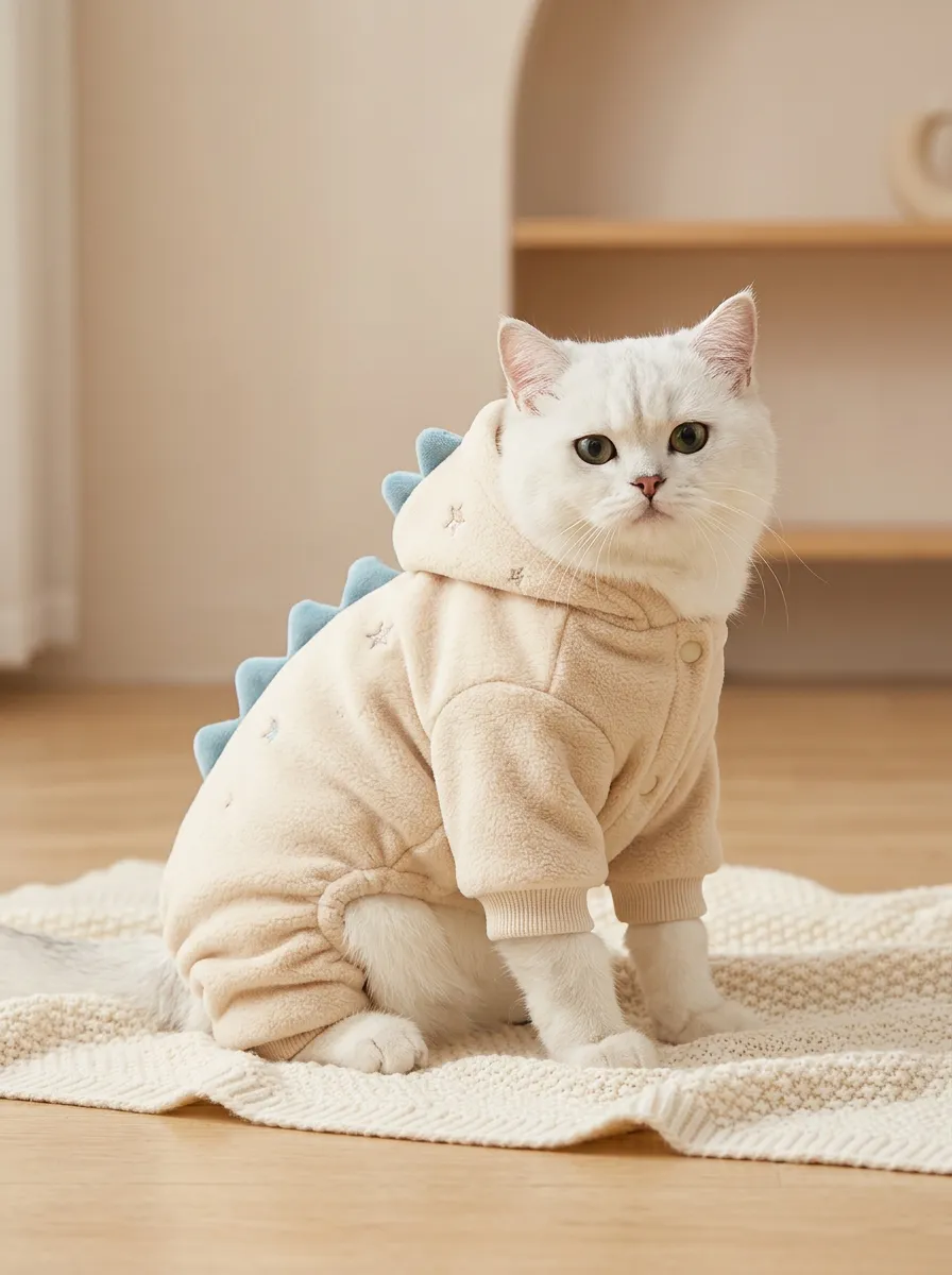 Dinosaur Fleece Printed Pet Jumpsuit