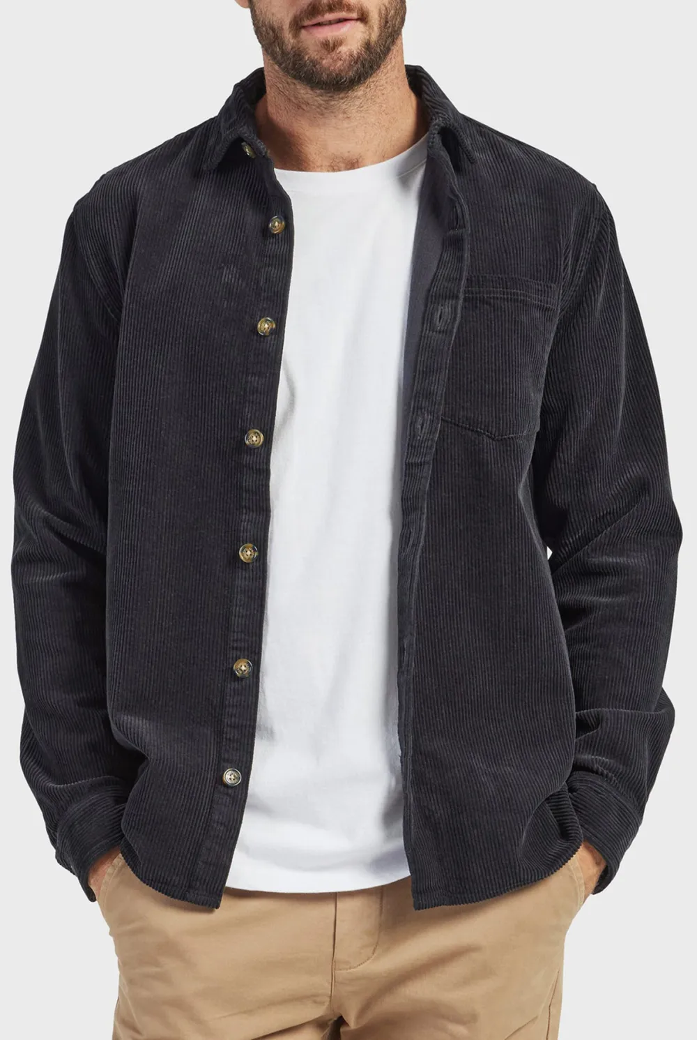 Textured Corduroy Casual Overshirt