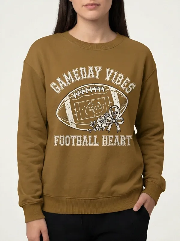 Women's Gameday Football Heart Floral Playbook Printed Sweatshirt