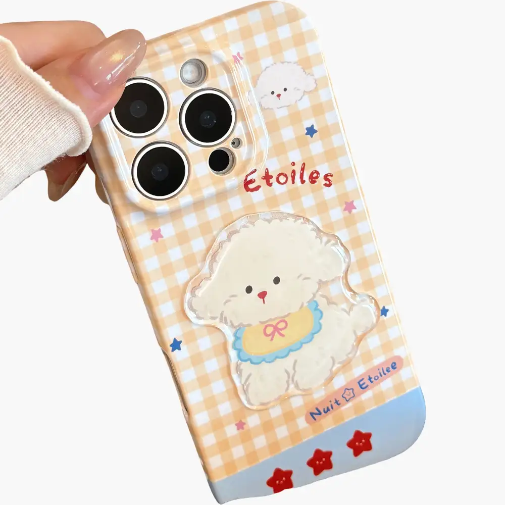 Puppy Dog Wrist Strap Beaded Wristlet Phone Case