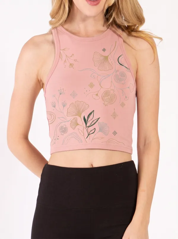 Women's Botanical Ginkgo Pomegranate Printed Tank Top